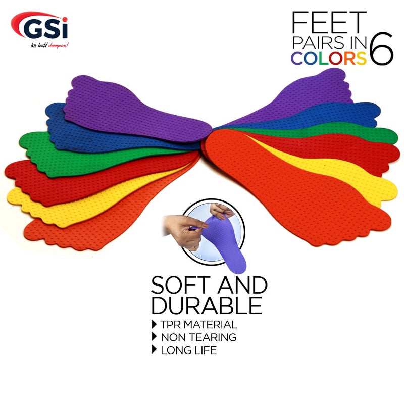 GSi Feet Spot Markers Set of 6 Pairs Non-Toxic Non-Slip in Assorted Colours for Kids Education and Learning - Image 4